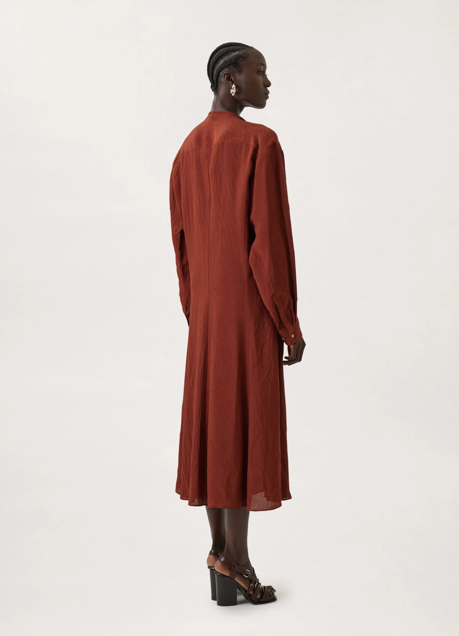 Gusset Collar Shirt Dress