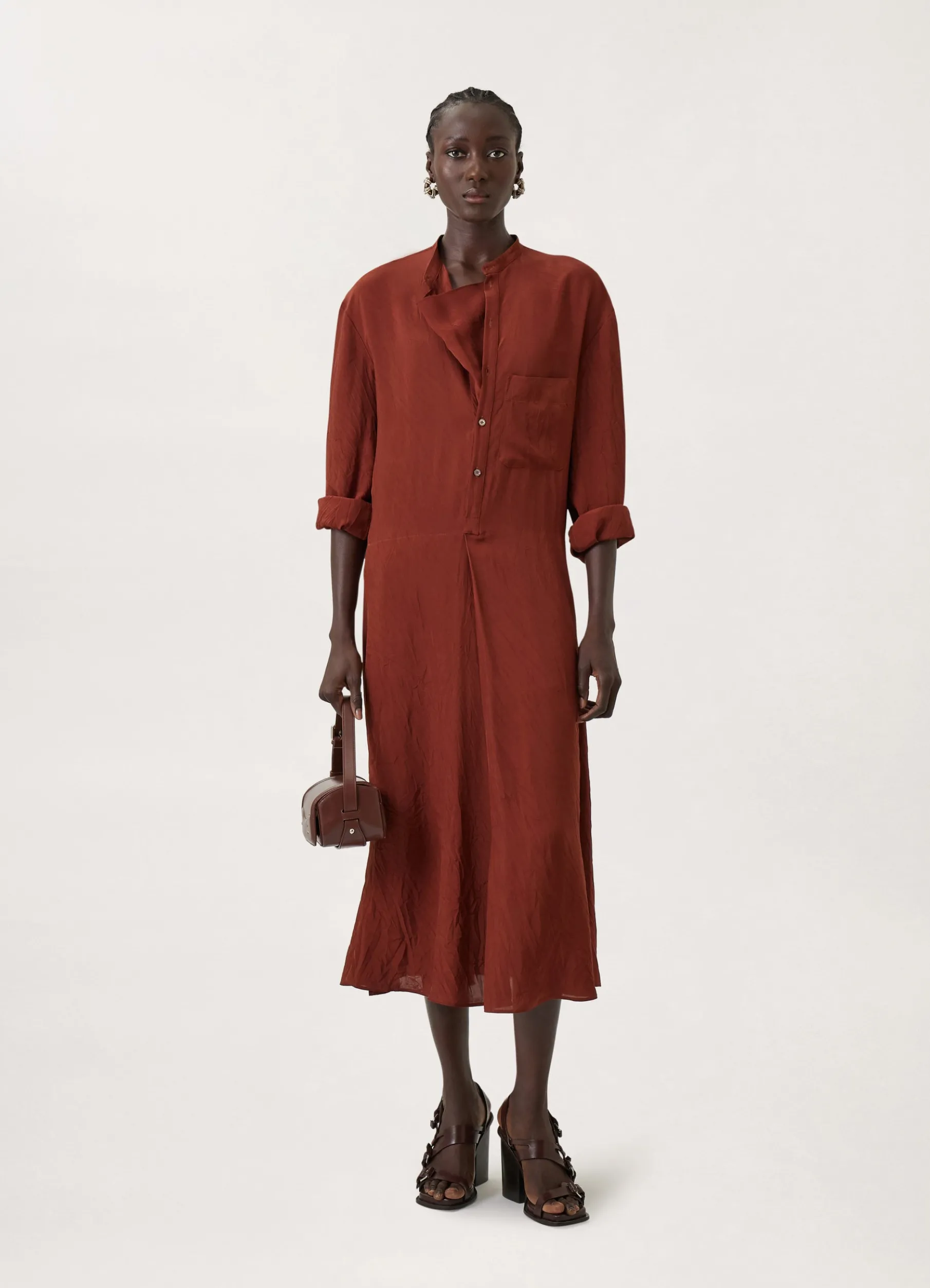 Gusset Collar Shirt Dress