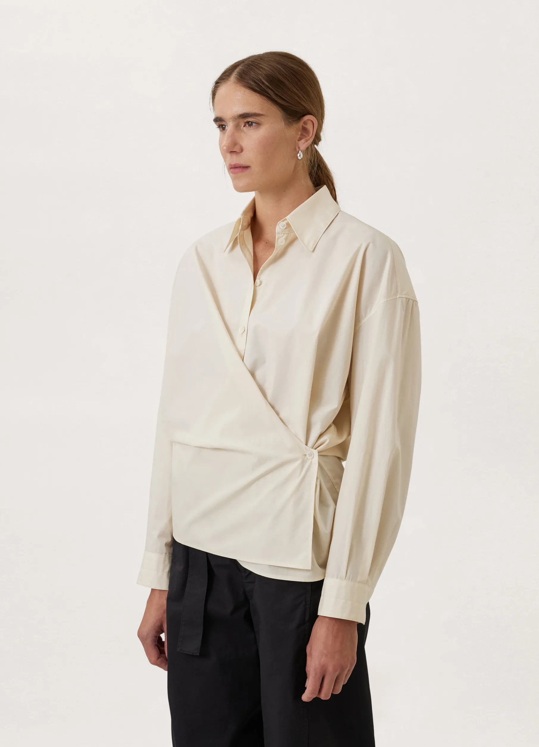 Straight Collar Twisted Shirt