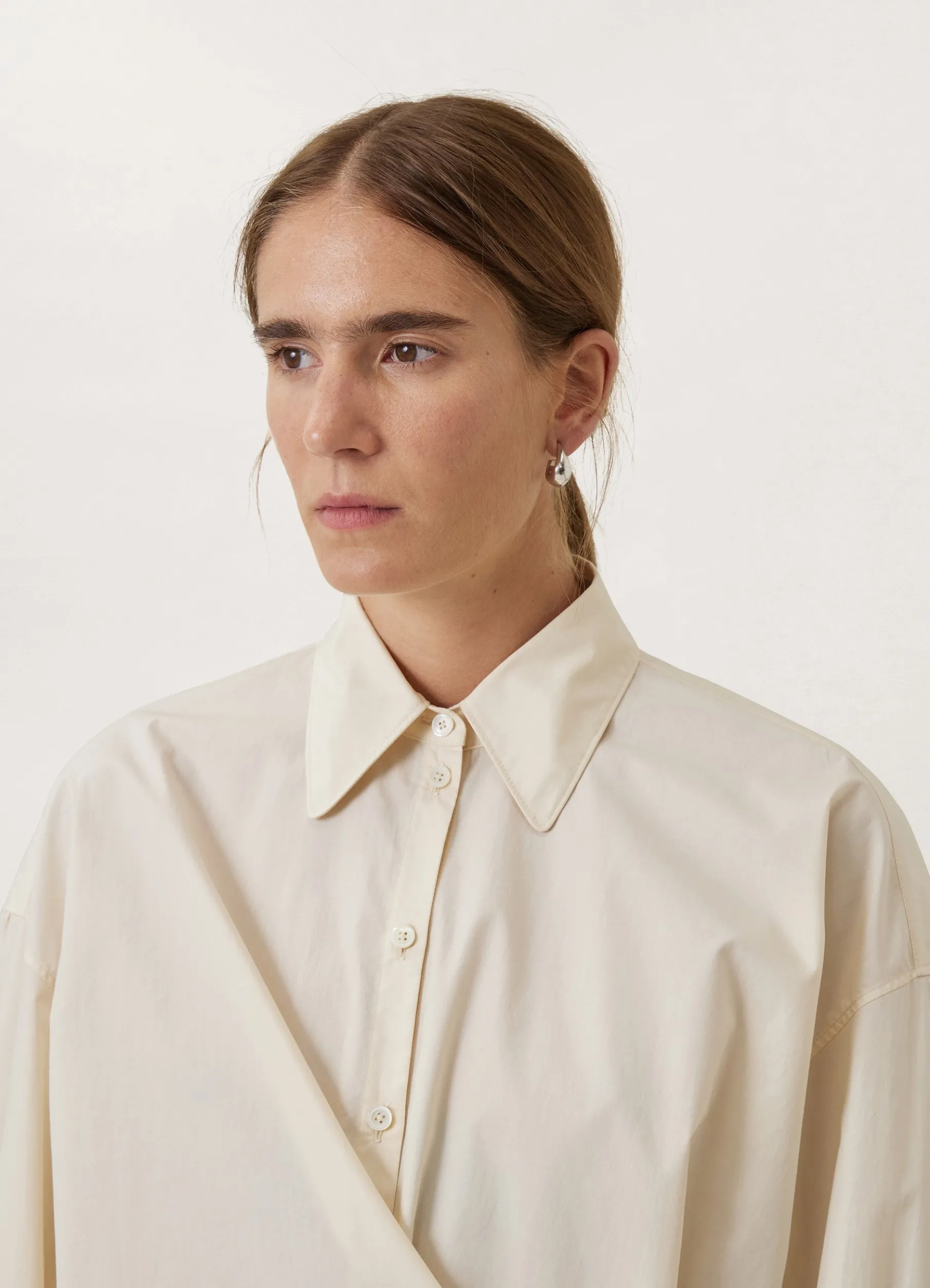 Straight Collar Twisted Shirt