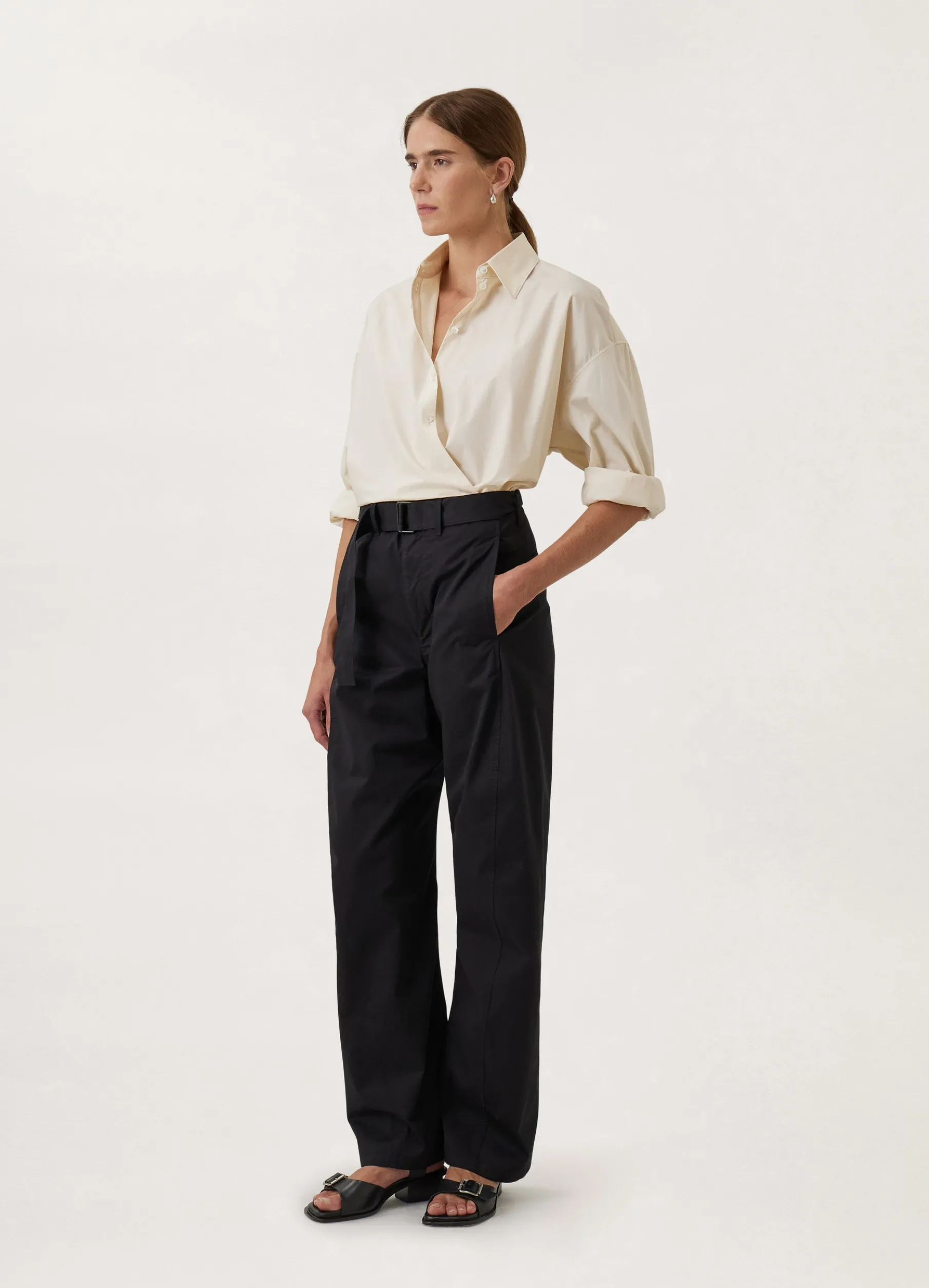 Straight Collar Twisted Shirt