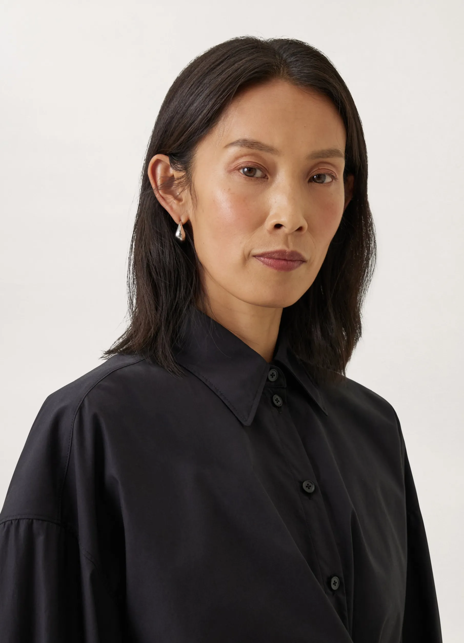 Straight Collar Twisted Shirt