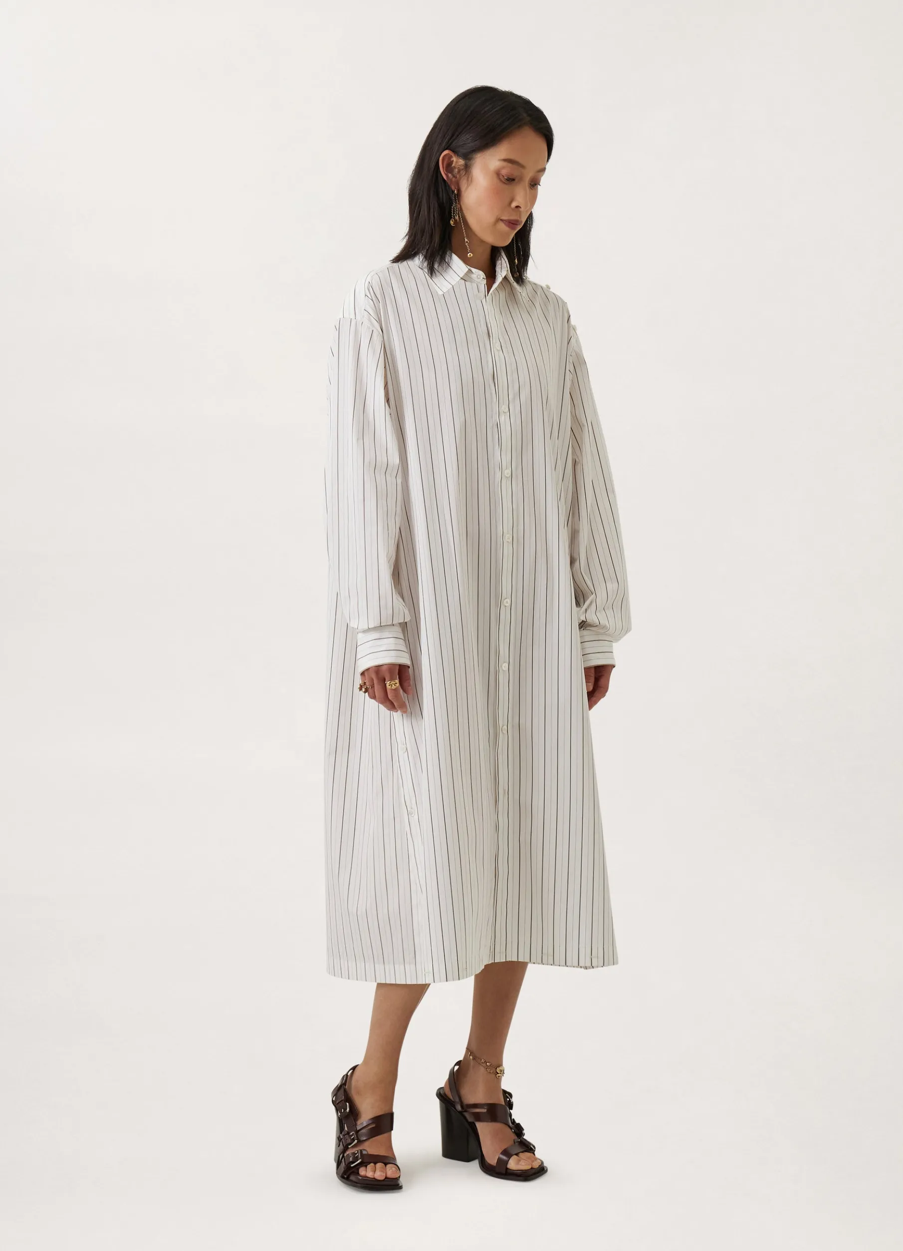 Playful Buttoned Shirt Dress