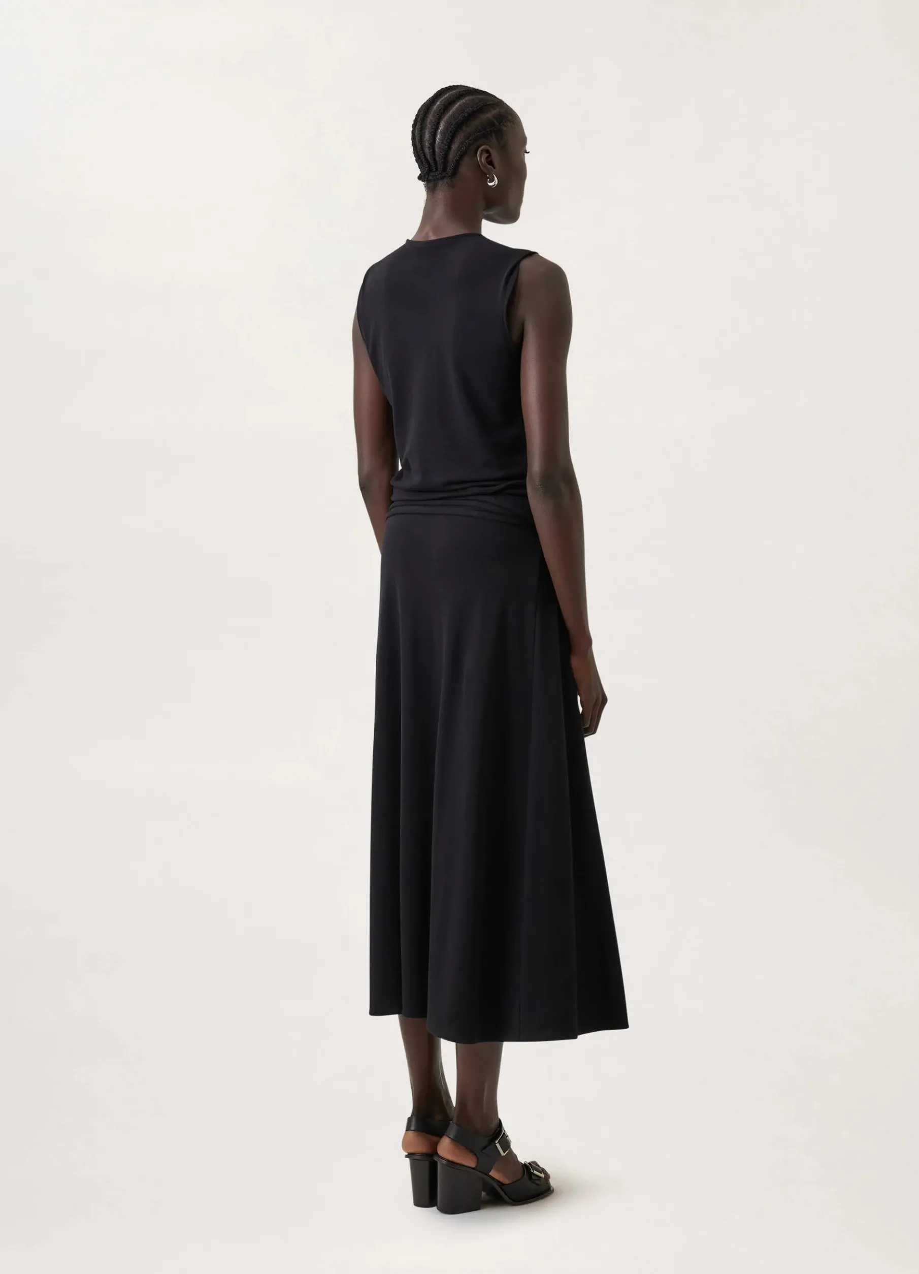 Belted Crepe Sleeveless Dress