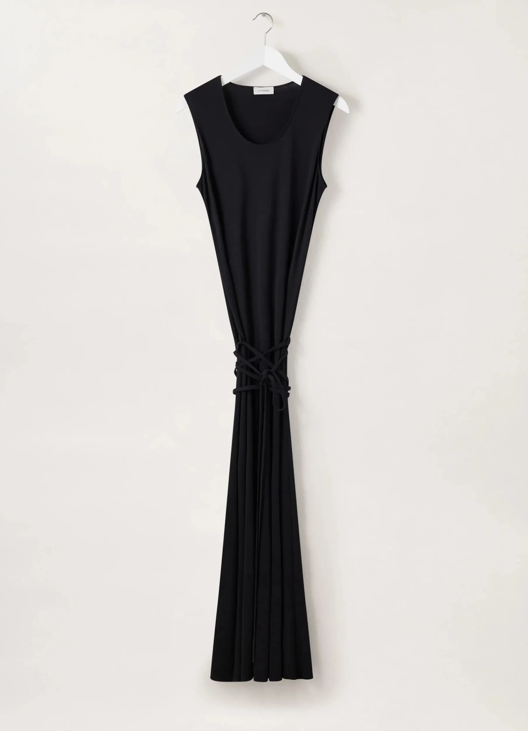 Belted Crepe Sleeveless Dress