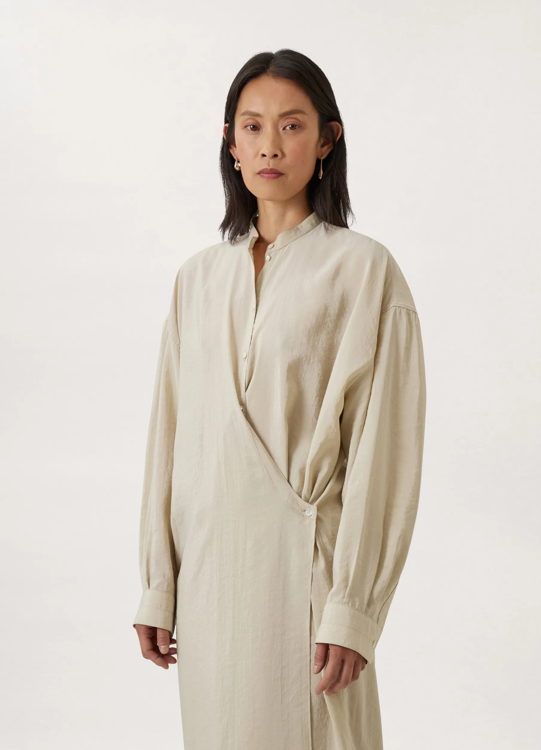 Officer Collar Twisted Dress