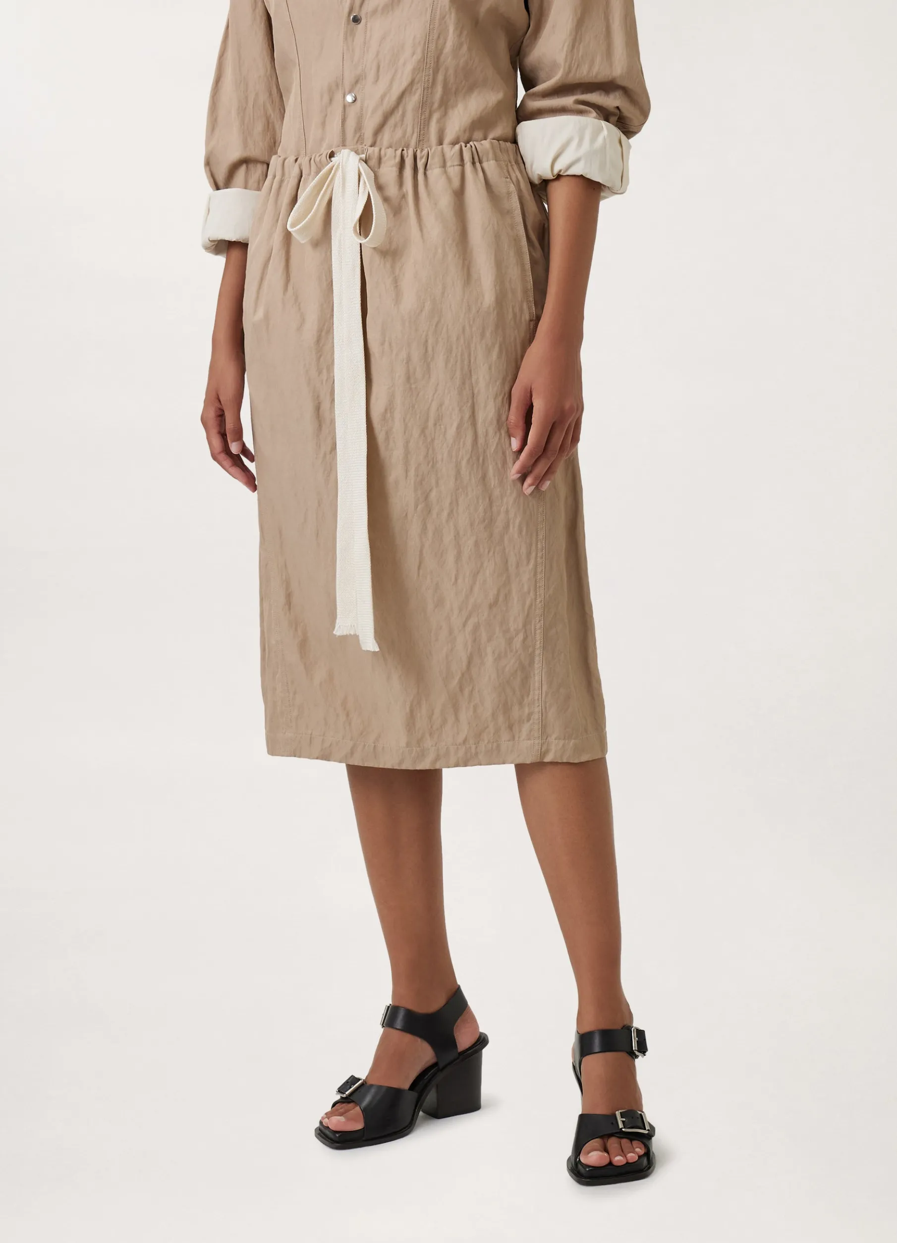 Crinkled Drawstring Skirt