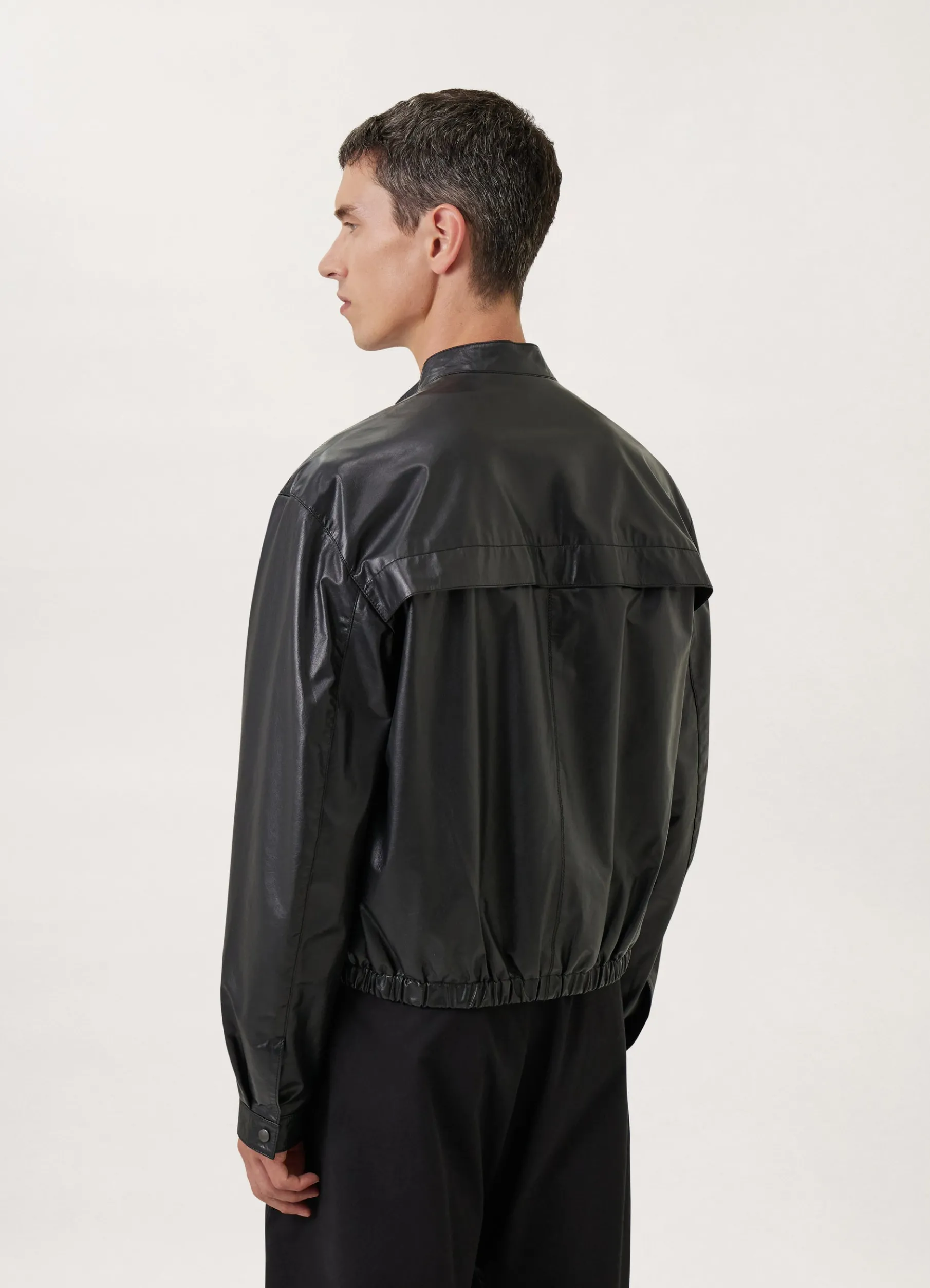 Stand Collar Leather Blouson