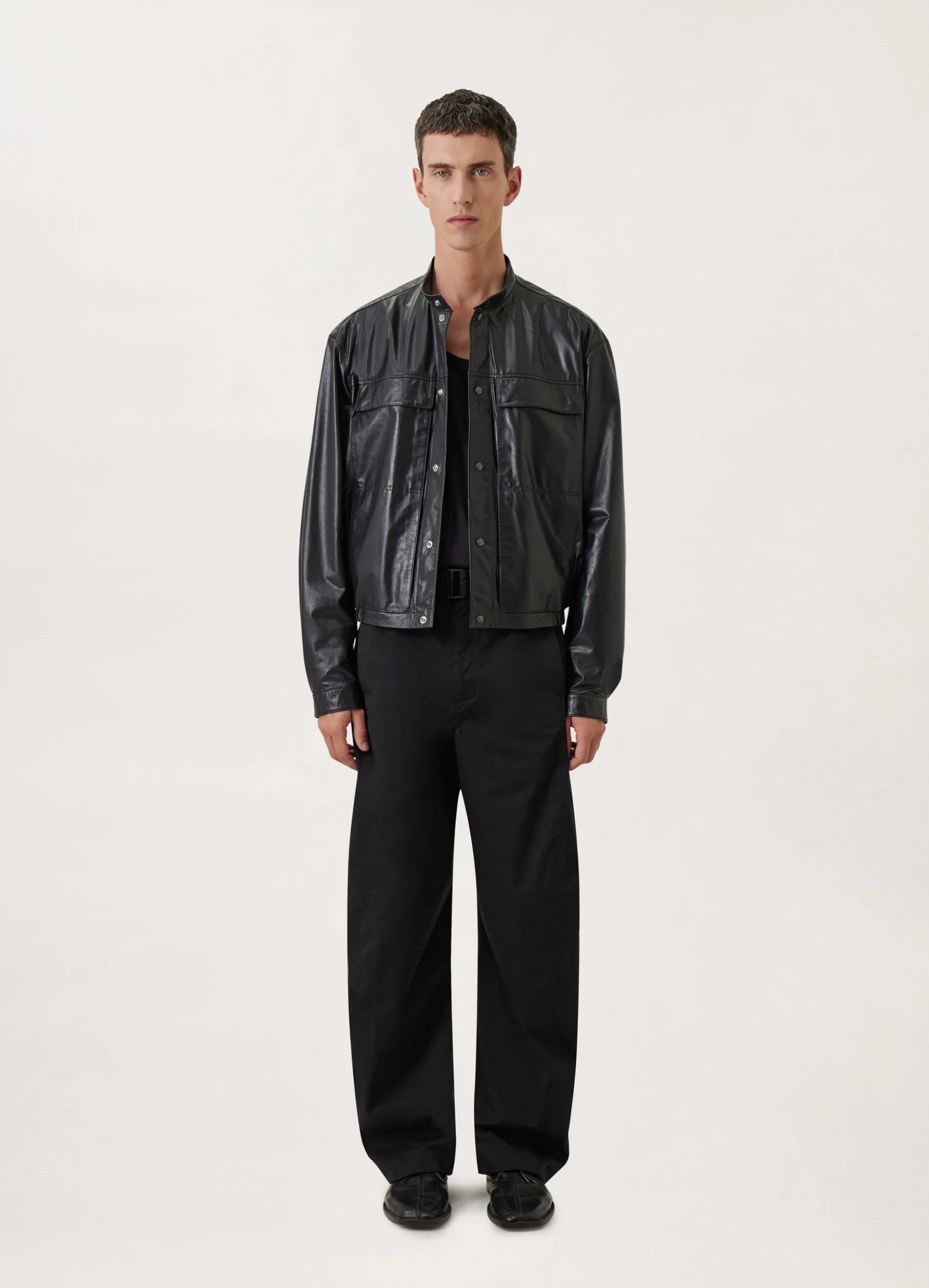 Stand Collar Leather Blouson