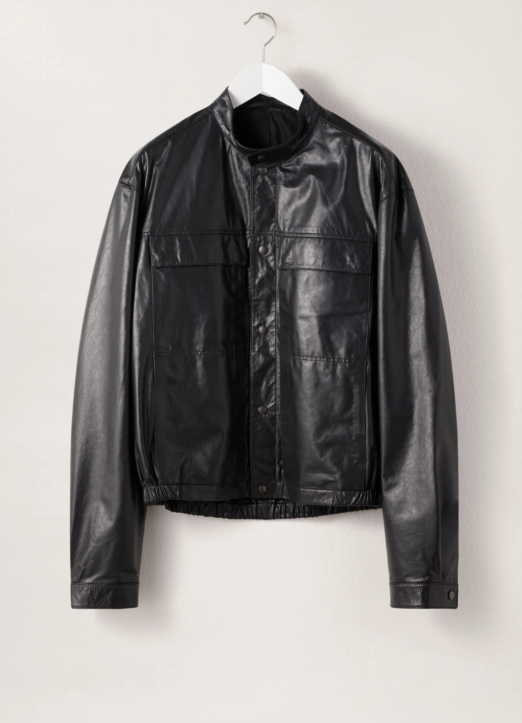 Stand Collar Leather Blouson