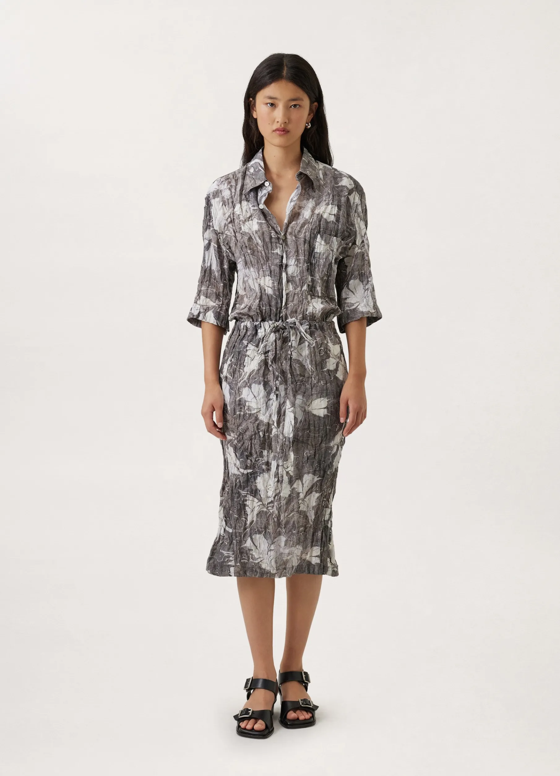 Crinkled Drawstring Skirt